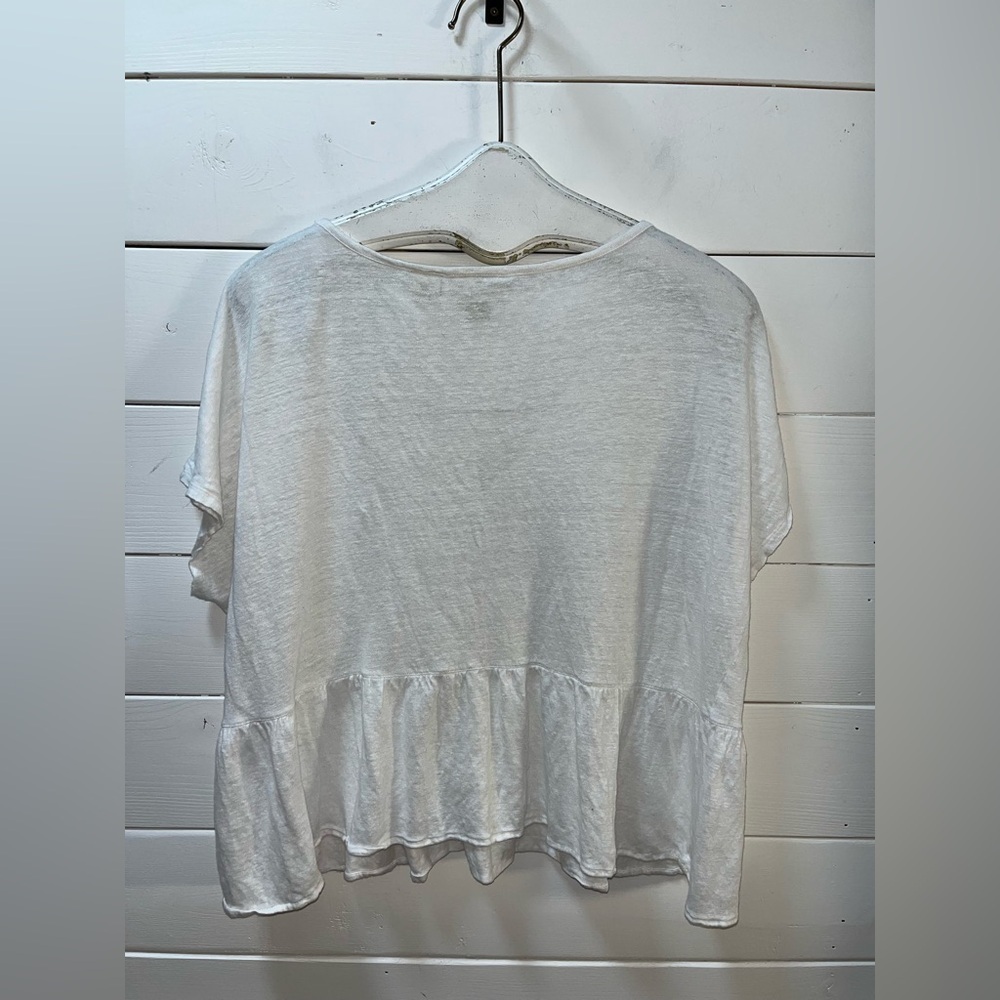 CYNTHIA ROWLEY – 100% Linen Ruffle Hem Top (XL) - Picture 6 of 9